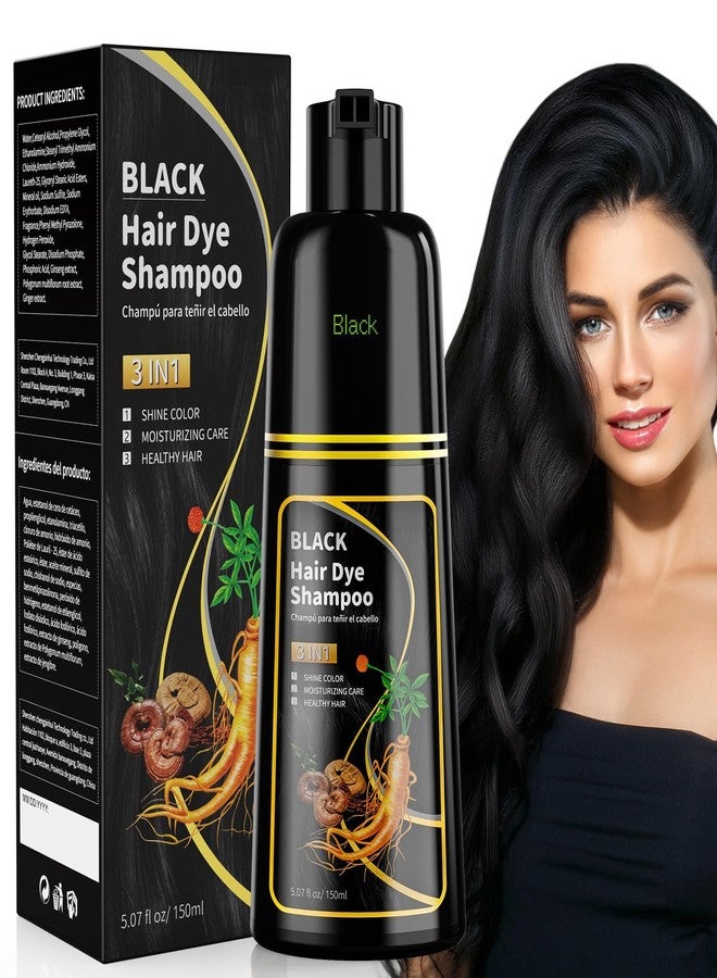 JUANCHI Black Hair Dye Shampoo 3 in 1, 150ML Hair Dye Shampoo for Women Men - Image 1